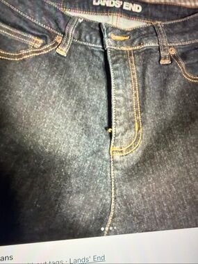 Lands' End Dark Indigo Denim Jeans with Contrast Stitching